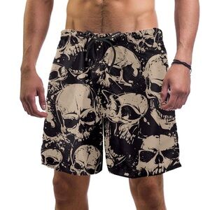 New! Men's Skull Beach Summer Swim Trunks Sports Running Shorts Size XL